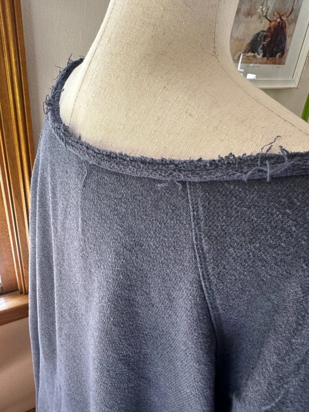 Free People Asymmetrical Raw Hem Oversized Pullover, Large - Picture 9 of 11